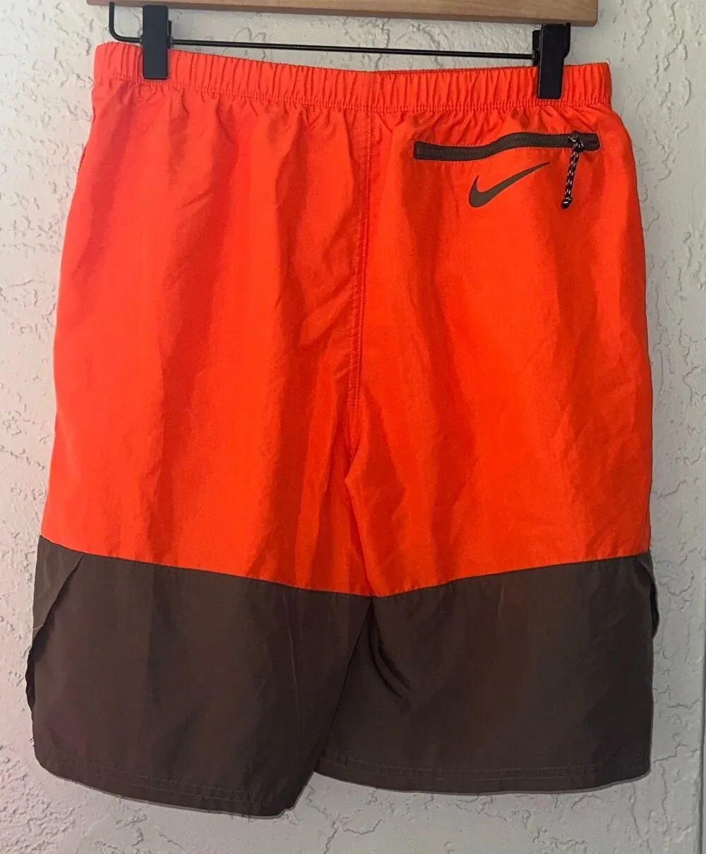 Nike Two-Tone Bright Orange and Brown Swim Trunks